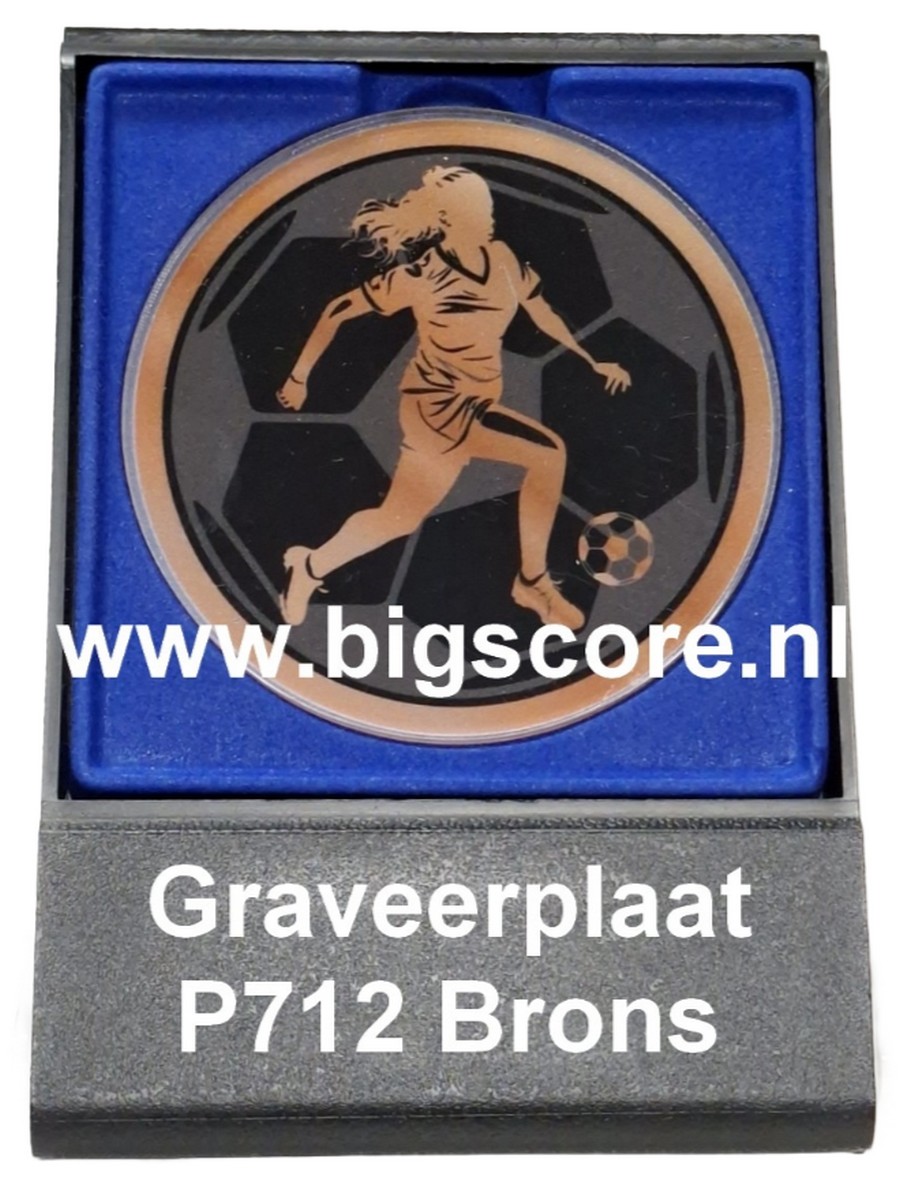 Voetbal Dames Acryl in medailledoosje Blauw-Zwart G/Z/B